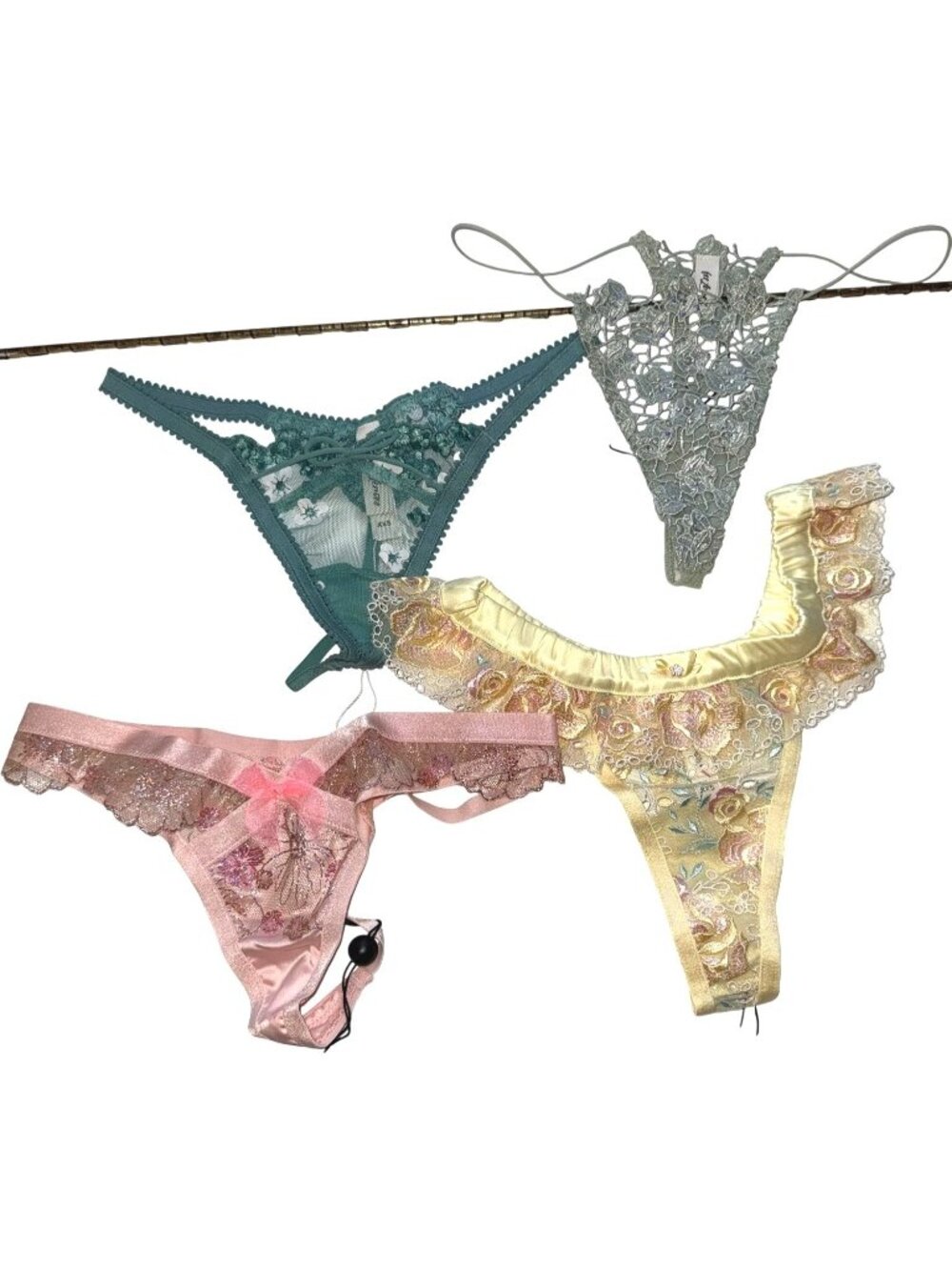 NWT For Love & Lemons Lace Thongs Lot of 4 Size XXS Multicolor $160 [jb]